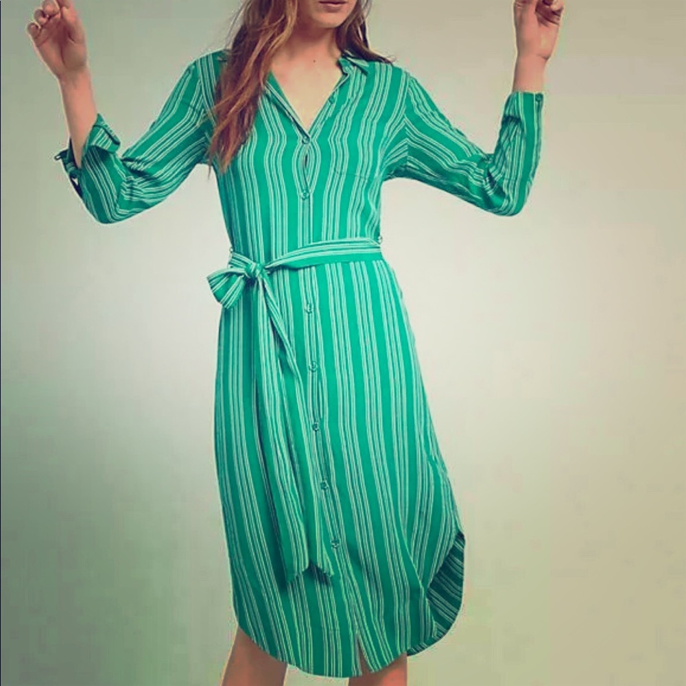 Anthropologie Maeve Martina White & Green Dress